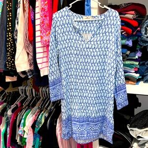 Vineyard Vines swim beach dress cover up size medium GUC blue seashells ladies